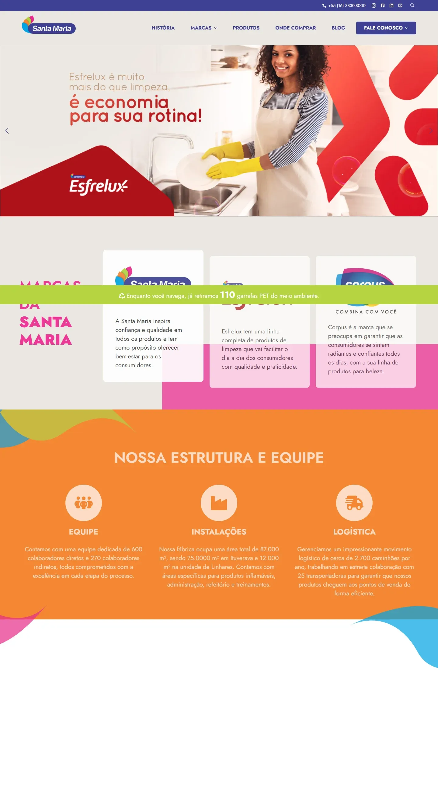 Captura real do site Santa Maria no computador
