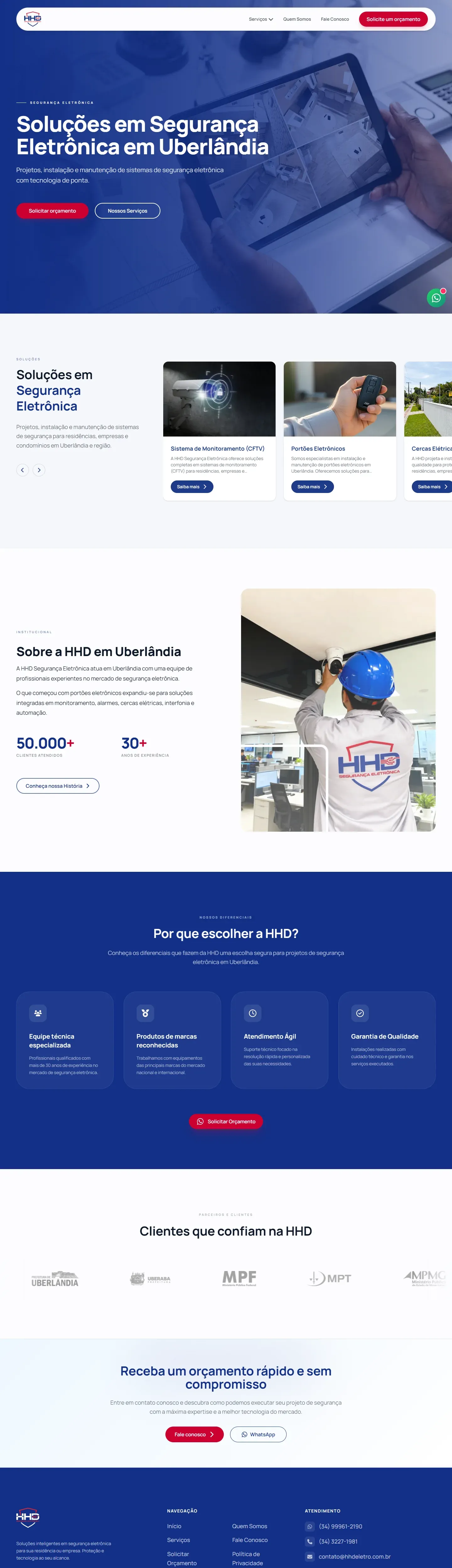 Captura real do site HHD Eletro no computador