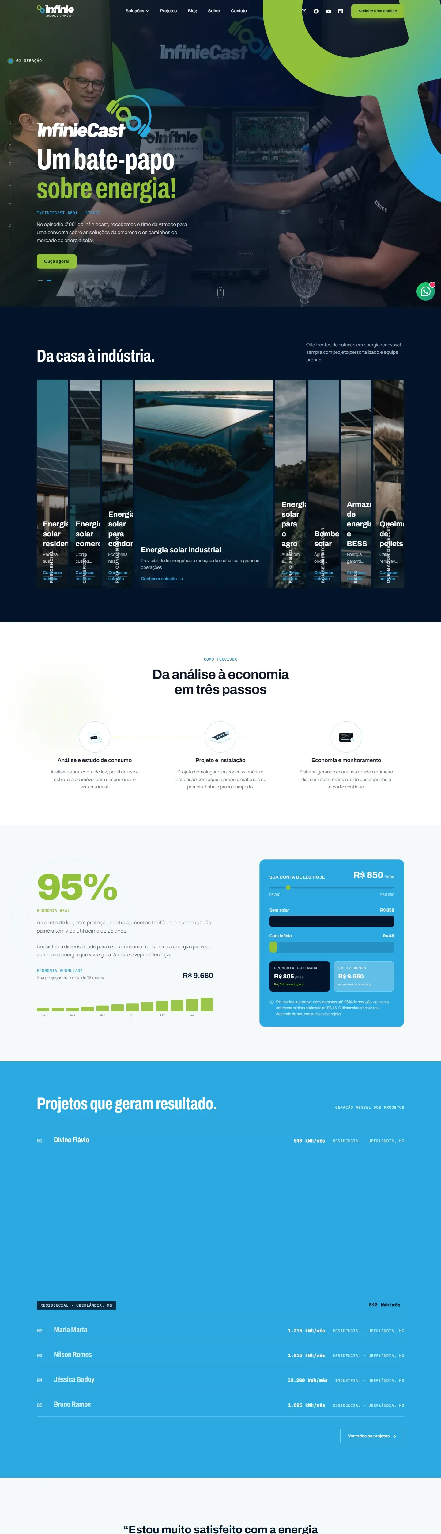 Captura real do site Infinie no computador