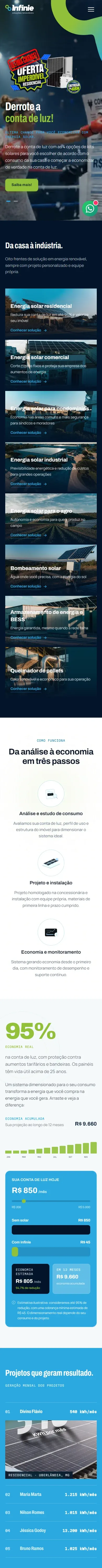 Captura real da versão móvel do site Infinie