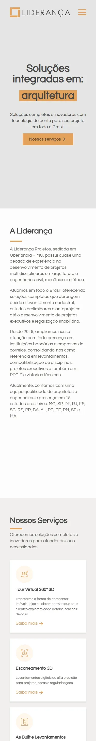 Captura real da versão móvel do site Liderança