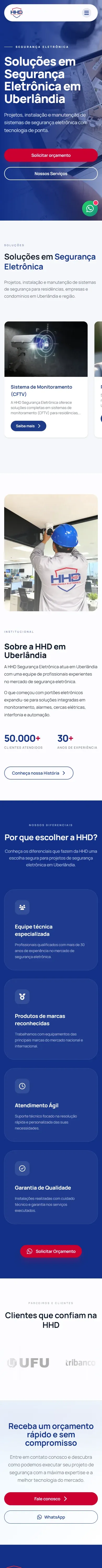 Captura real da versão móvel do site HHD Eletro
